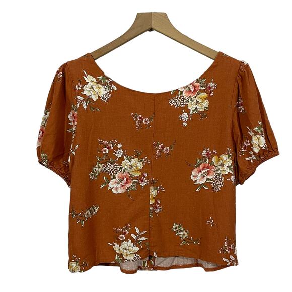 Alice Blue Floral Button Front Top - Rust - Large - Picture 5 of 10